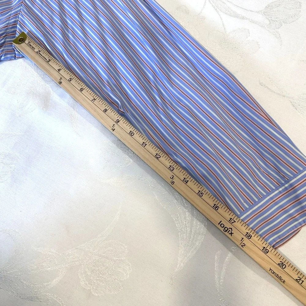 Ralph Lauren Men's 17.5- 34/35 Button Shirt‎ Long Sleeve Striped Blue